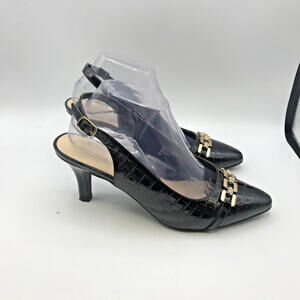 Jones New York Womens Gildyy Black Slingback Heels 9 Medium (B,M)